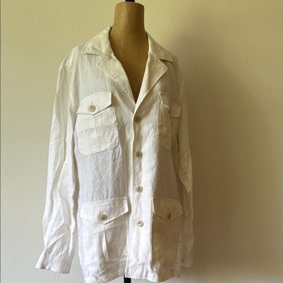 Suitsupply XL White Linen Safari Jacket Blazer excellent condition no waist tie - Picture 1 of 8